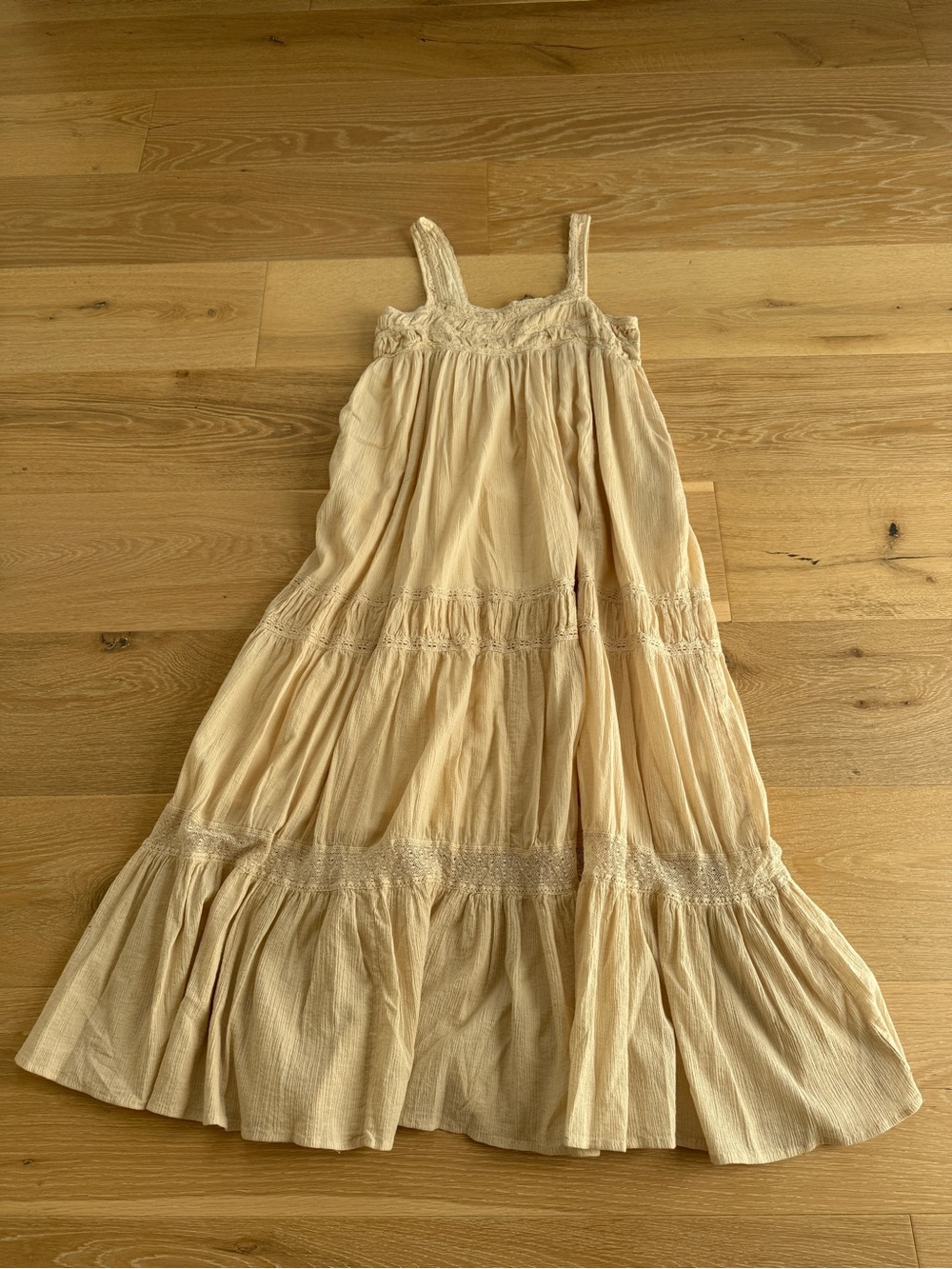 Solaí Women’s Cream Tiered Sundress - Lightweight Summer Dress Small